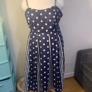 Modcloth Blue and White Pleated Tie Front Sundress